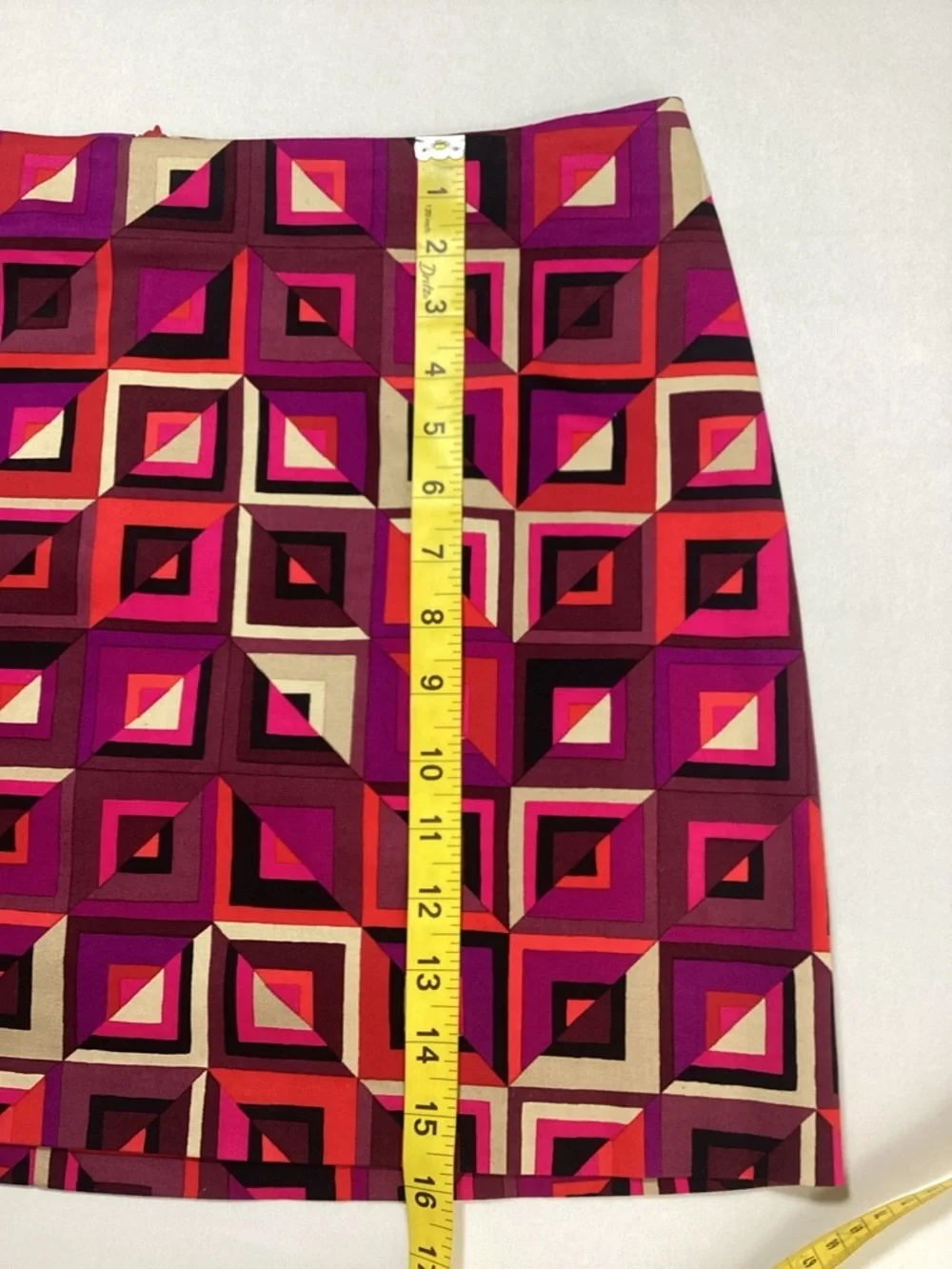 Trina Turk Geo-Block Mini Skirt in Pink, Red & Cream